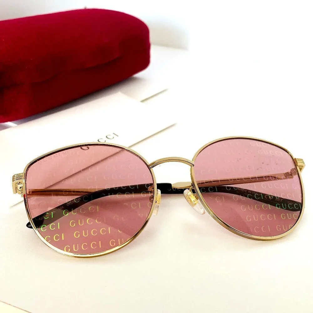 NWT Gucci GG0807SA-004 Gold Oversized 58mm Sunglasses